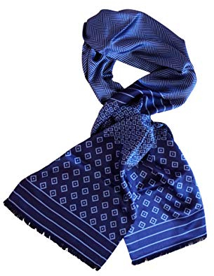 Posh Gear Herren Seiden Schal Satinata, blau aus 100% Seide