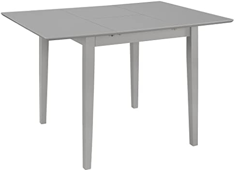 vidaXL Gummiholz Massivholz Esstisch Esszimmertisch Küchentisch Speisetisch Ausziehtisch Holztisch Tisch Esszimmer Küche Grau MDF Ausziehbar 80-120 cm