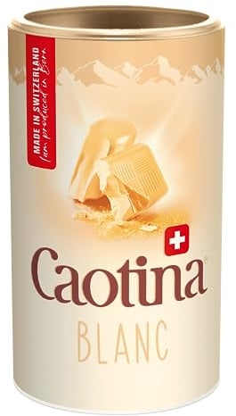 Caotina Blanc, cioccolato bianco da bere, cacao in polvere con il miglior cioccolato bianco svizzero, cioccolata calda sostenibile e certificata, 1x500g