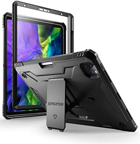 Poetic Revolution Series Schutzhülle kompatibel mit iPad Pro 11 2021 & 2020 & 2018 Kickstand Rugged Full Body Heavy Duty Case Built-in-Screen Protector Schwarz
