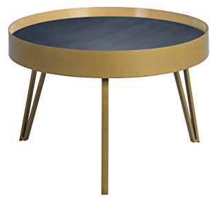 HomeTrends4You Tom 2 Table Basse en métal Noir/doré Diamètre 60 Hauteur 41 cm