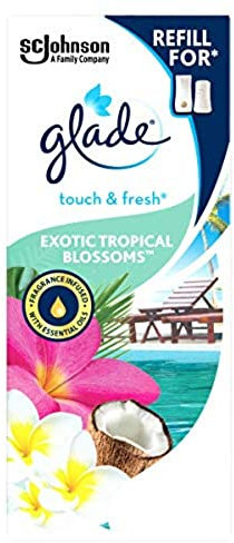 Glade Touch & Fresh Air Freshener Refill, Touch Activated Odour Eliminator for Bathroom & Home,Tropical Blossoms, 10ml