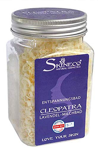 Skineco Bain de lait Cleopatra - Additif de bain durable avec lavande et lait de chèvre - Additif de bain à la lavande pour peaux sensibles - Bain de relaxation - Cosmétique naturel fait main