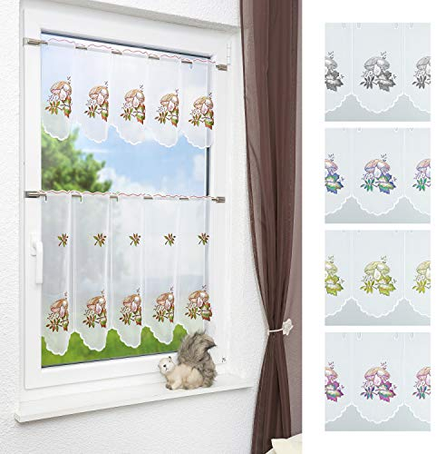 Plauener Spitze Scheibengardine Pilz (Bx H) 81.50cm * 50cm Braun/braun-grün