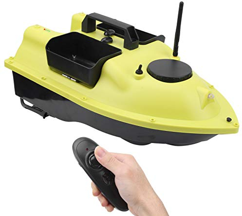 Ferngesteuertes Fischerboot, Fischfinder Futterboot RC Köderboot mit Nachtlicht, 500m Fernbedienung Angelköderboot, 2kg Beladung, Doppelmotor, 5200mAh Batterie(110-240V)