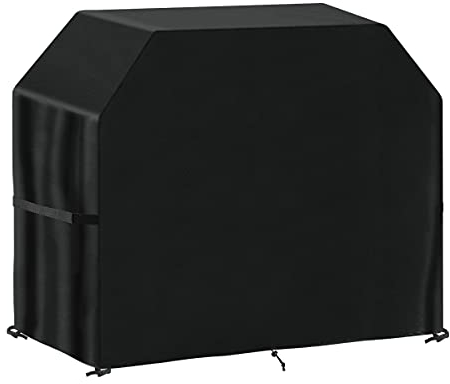 SanGlory Funda Barbacoa Impermeable Funda de Barbacoa Rectangular Cubierta BBQ de Parrilla Anti-UV 420D Oxford Protector para Parrilla de Jardín - Negro, 165x71x122cm