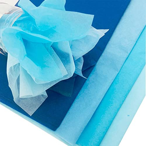Seidenpapier, 50x38.1 cm, Geschenkpapier, hellblau, himmelblau, dunkelblau, Seeblau, 40 Blatt pro Farbe, 120 Blatt pro Packung, Weihnachtsgeschenkpapier, DIY-Kartenpapier (blau)