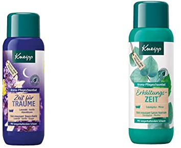 Kneipp Aroma-Pflegeschaumbad Zeit für Träume Lavendel Vanille und Abendblume, 1er Pack (1 x 400 ml) & Aroma-Pflegeschaumbad Erkältungszeit, 1er Pack (400 ml)