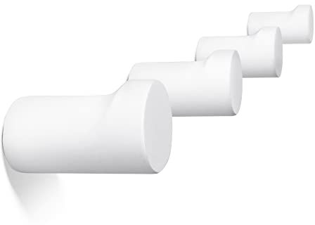 NAUMOO Wandhaken aus Holz, weiß, 4 Stück, zur Wandmontage, dekorativer Haken für Hut, Mantel, Bademantel, Geldbörse und Rucksackaufhänger für Eingangsbereich