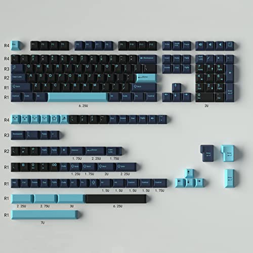 Double Shot Keycaps 169 Keys Cherry Profile Hammerhead Dark Keycap Set with 7u Spacebar for Cherry Mx Switches ISO ANSI Layout Mechanical Keyboard