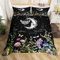 Homewish Boho Sun And Moon Moth Bedding Set Galaxy Black White Comforter Cover Gothic Sugar Skull Moth Duvet Cover Botanical Plant Floral Bed Set Dragonfly Rural Pastoral Style Room Decor King