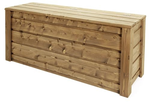 Holzfee Gartentruhe Holz Truhe Garten Aufbewahrung Truhenbank 118 x 40 x 48 cm Auflagebox Flair TS 120 Roteiche