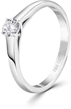 EDELIND Diamant Verlobungsring Damen Gold 750 - Diamantring 0.05-1 Ct GIA-zertifiziert aus Weißgold - mit Geschenkbox - Symbol der Liebe