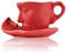 oliruim Kaffeebecher-Set, kreative abstrakte Kunst, küssende Kaffeetasse, mit Scheibe und Löffel, leichtes Luxus-Familienbüro-Geschirr-Dekoration (rot)