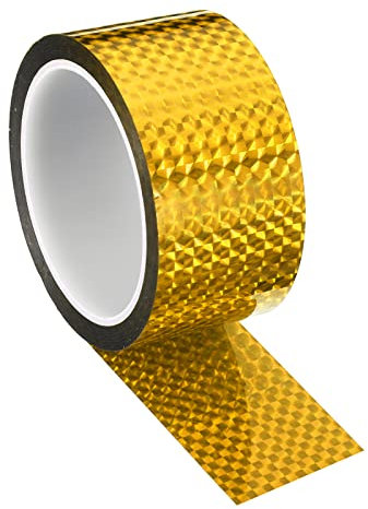 PATIKIL Prisme Ruban 50mm x 50m, Holographique Réfléchissant Autoadhésif pour Bricolage Art Artisanat Enveloppe Décoration, Doré