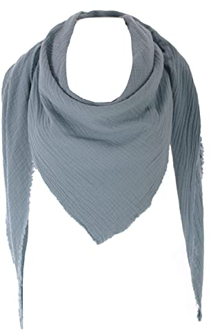 stylx XXL Tuch 23 Farben Farbwahl Halstuch Musselintuch Musselin Damen Damenhalstuch Dreieckstuch Schal Herren Männer Frauen Herrenhalstuch Dreieckig leicht (einlagig) (blaugrau)