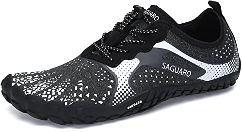 SAGUARO Barfußschuhe Damen Herren Zehenschuhe Traillaufschuhe Weich Bequem Barfussschuhe Fitnessschuhe Männer Frauen Trainingsschuhe für Joggen Laufen Wandern, Weiß, 38 EU