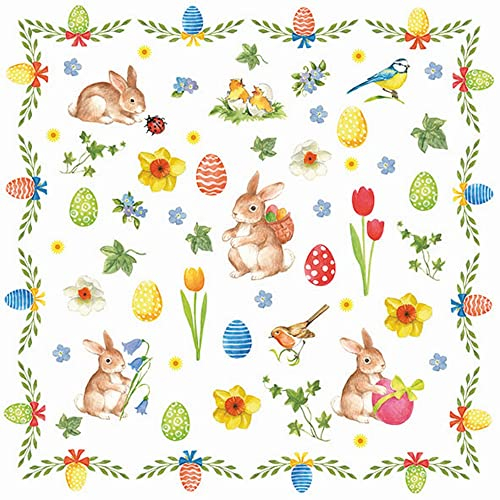 20 Servietten Niedliche Ostersymbole | Hasen | Tiere | Frühling | Ostern | Tischdeko | Decoupage | Serviettentechnik 33x33cm