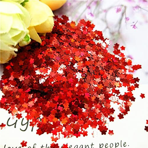 Paillettes 3D ultra fines pour ongles 3 mm, prune, laser PET, paillettes lâches pour décoration d'ongles, art corporel, peinture, décoration d'ongles, 10 g - Rouge laser, 10 g