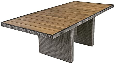 Tisch Braga 220cm grau Polyrattan Akazie Gartentisch Garten Gartenmöbel Möbel