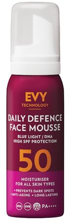 EVY Tagescreme Mousse (75ml) mit UV-Schutz LSF 50 - neueste Anti-Aging Technologie, feuchtigkeitsspendend, parfümfrei, vegan. Scincancer Awareness Program