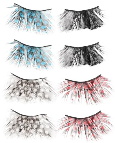 FOMIYES 4 Paires Faux Cils Autocollant De Bande D'eye-liner Cils De De Paon Maquillage Des Cils Eye Liner Stickers Cils De Costumes Dramatiques La Plume 3d Duveteux Cache-oeil