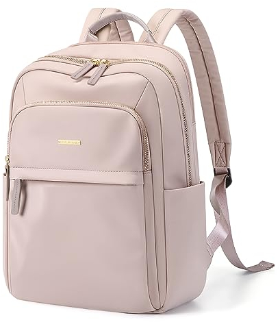 GOLF QUALITY Rucksack Damen Laptop Rucksack 14 Zoll, Wasserdichter Rucksack Damen groß Schultasche mit Laptopfach für Arbeit Reise Uni Lehrer Tasche, Rose grau Tagesrucksack