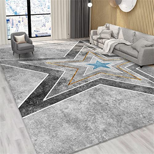 QH-Prosperous Hypoallergen Zimmers Teppichboden Geometrisches Pentagonmuster Teppiche Für Flur Grauschwarz Salon Auslegware Schimmelbeweis Teppcih 200X300cm