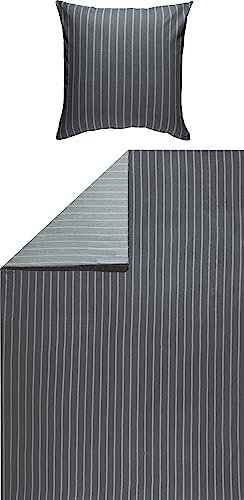 Looks by Wolfgang Joop Bettwäsche Feinflanell anthrazit-Silber Größe 1x 155x220 cm + 1x 80x80 cm