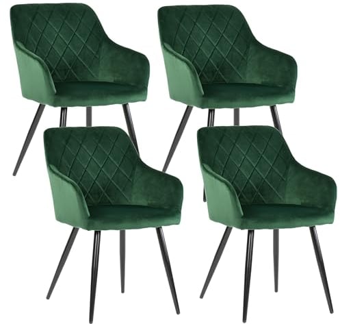 exitodesign Polsterstuhl Milton Gepolsterter Stuhl Esszimmerstühle Bürostuhl Stuhl Küche Wohnzimmer Bequem Praktisch Haltbares Material esstisch mit 4 stühlen 54,5x59x83 cm Dunkelgrün