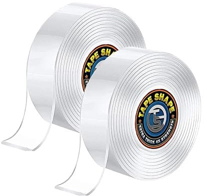 4All 2 Packs Double Sided Nano Adhesive Tape Reusable Tape Washable Clear Mounting Tape Gel Grip for Kitchen Party Photos Poster Carpet Fixing (THICKNESS 1mm, LENGTH 1m)