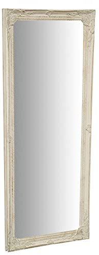 Biscottini Wandspiegel L36XPR5XH82,5, antikes Weiß, Spiegel für die Dekoration des Hauses, Schlafzimmerspiegel, Badezimmerspiegel