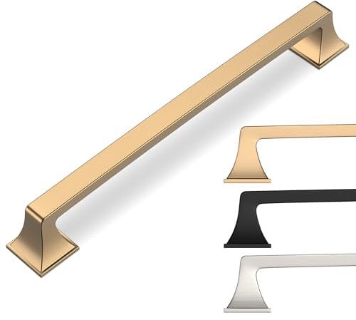 9BUILD 10 Pack 160mm Champagne Bronze Kitchen Cupboard Handles - Drawer & Door Handles, Zinc Alloy, Gold Finish