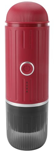 Huairdum Mobile Kaffeemaschine, Lange Akkulaufzeit, Automatische Extraktion, USB-Kaffeemaschine für Autocamping (Rot)