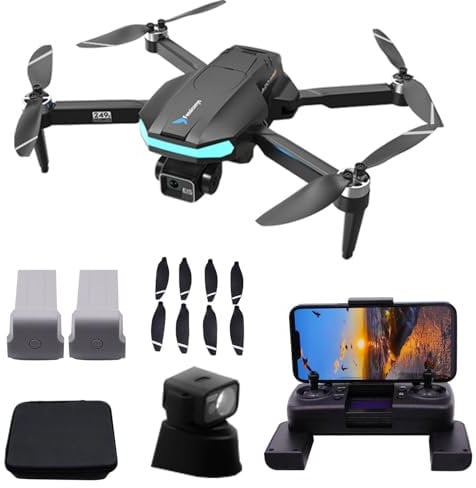 GPS Brushless motore Drone 3-Axis Gimbal con 4K EIS Camera, sotto 250G, 50 Mins tempo di volo, 5G FPV RC Quadcopter, Circle Fly, Follow Me, Smart Return Home per adulti principianti (Black pro)