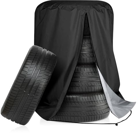 Riisoyu Bolsa para 4 Neumáticos Universal, 80 x 115cm Funda Protectora para Neumáticos Impermeable de Coche Prueba Polvo Temporada Bolsa de Almacenamiento Cubierta Grande de Rueda Repuesto Protectora