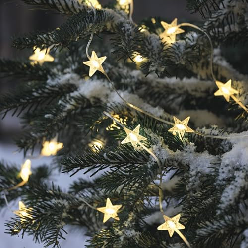 Lights4fun 50er LED Stern Lichterkette für Außen mit Timer batteriebetrieben Weihnachtsbeleuchtung außen Stern Outdoor Weihnachten Stern Deko