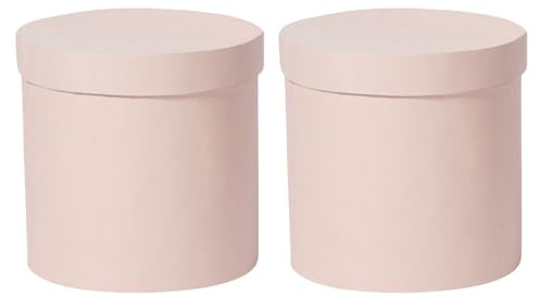 Runder Blumenkasten Rosa 2 Stück mit Deckel für Geschenkpräsentation | Papierkarton, Wiederverwendbar und Glatt, für Tischdeko, Geburtstage, Kleine, Selbstgemacht Nutzer