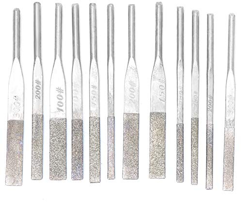 Gratschleif-S-Feile mit Kunststoff-Sto-Box-Feilen-Set, 12-teilig, 3 Mm Schaftkegel, Maschine, Diamantfeilen Zum Hin- und Herschleifen, 14 X 11 X 1,5 Cm