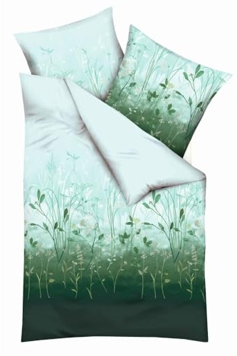 Kaeppel Bettwäsche Herbal Mako-Satin grün Größe 155x220 cm (80x80 cm)