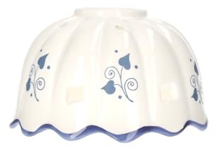 Keyhomestore - Ersatzlampe für Lampenschirm, aus Keramik, gerippt und blaues Dekor, rustikaler Stil, Durchmesser 11 cm, ideal für Wandleuchten im Haus.