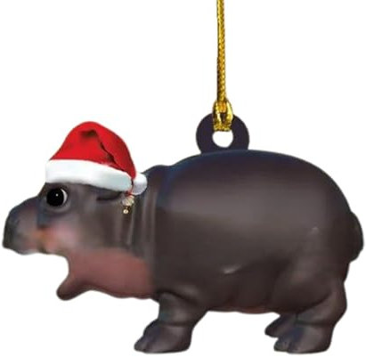 Nipferd - Adornos para árbol de Navidad con gorro de Navidad | colgantes acrílicos 2D que añaden un toque divertido y único a tu decoración navideña, perfecto para los amantes de los dados