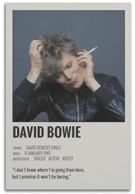 LQSBYNHR David Bowie Poster, Wandkunst, Vintage, ästhetisches Poster, dekoratives Gemälde für Wohnzimmer, Schlafzimmer, elegantes Poster, 30 x 45 cm, ungerahmter Stil