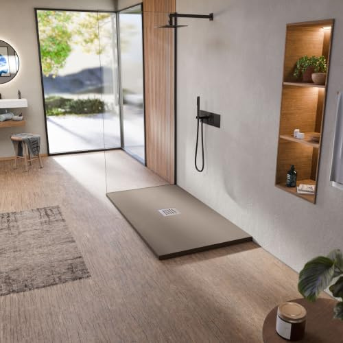 BELLOBATH Receveur de Douche en Résine Antidérapant Moka 90x100 cm