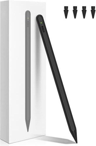 Stift für iPad 2. Generation mit kabelloser Aufladung, iPencil 2. Generation Mit Handfläche Ablehnung& Neigung Pencil für iPad 6/7/8/9/10, Mini 5/6, Air 3/4/5/11''M2, ipad Pro 11/12.9/13''M4 Schwarz
