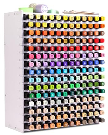 Iswawo Marker Stifte Organizer Schreibtisch, Stifthalter für Aufbewahrung Bleistifte Buntstifte Marker Kleine Künstler Schminktisch Aufbewahrungsbox aus Holz für Zuhause Büro Schule (180 Steckplätze)