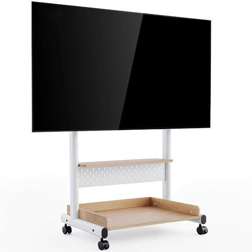 WXXSHGDW TV Ständer Rollbar, Fernsehständer mit Rollen für 40-85 Zoll Große LCD-/LED-Fernseher, TV Rollwagen Höhenverstellbar, Tragkraft 60 Kg, mit Großem Stauraum Aus Holz, für Zuhause, Schule, Büro(