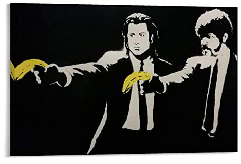 HSYIFF Leinwand Druck Poster Senza Cornice 40 * 60cm Bansky Street Art Poster Banana Gun Modern Family Camera da letto decor poster