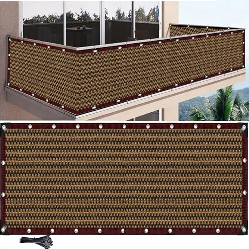 MAJINGC Balkon Sichtschutz 1X9M Terrasse Sichtschutz HDPE 95% UV für Hinterhof, Terrasse, Geländer, Pool, Sichtschutzzaun Abdeckung Braun