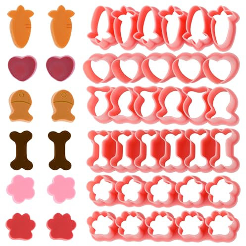 Nogeqi Stampini per biscotti per bambini, piccoli stampini per biscotti per bambini, 33 cavità di Natale, biscotti di pesce rosso, ossa di cane, zampa, cuore, carota, per biscotti, pasticcini